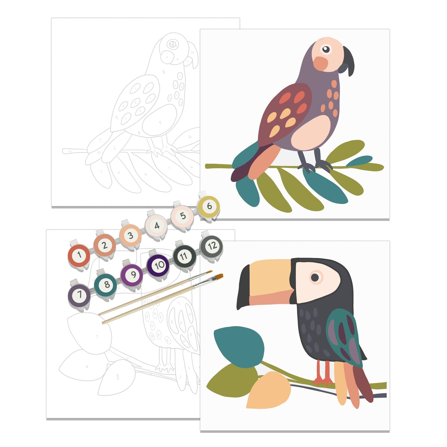 Tropical Birds Paint by #