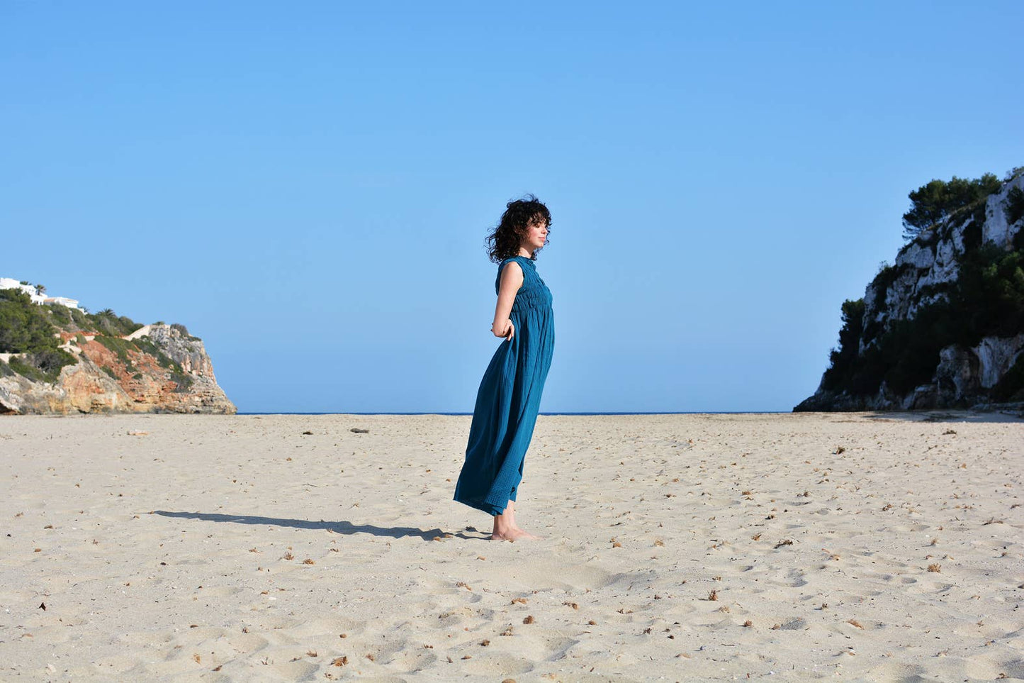 735 ALBER Gathered dress in organic cotton muslin