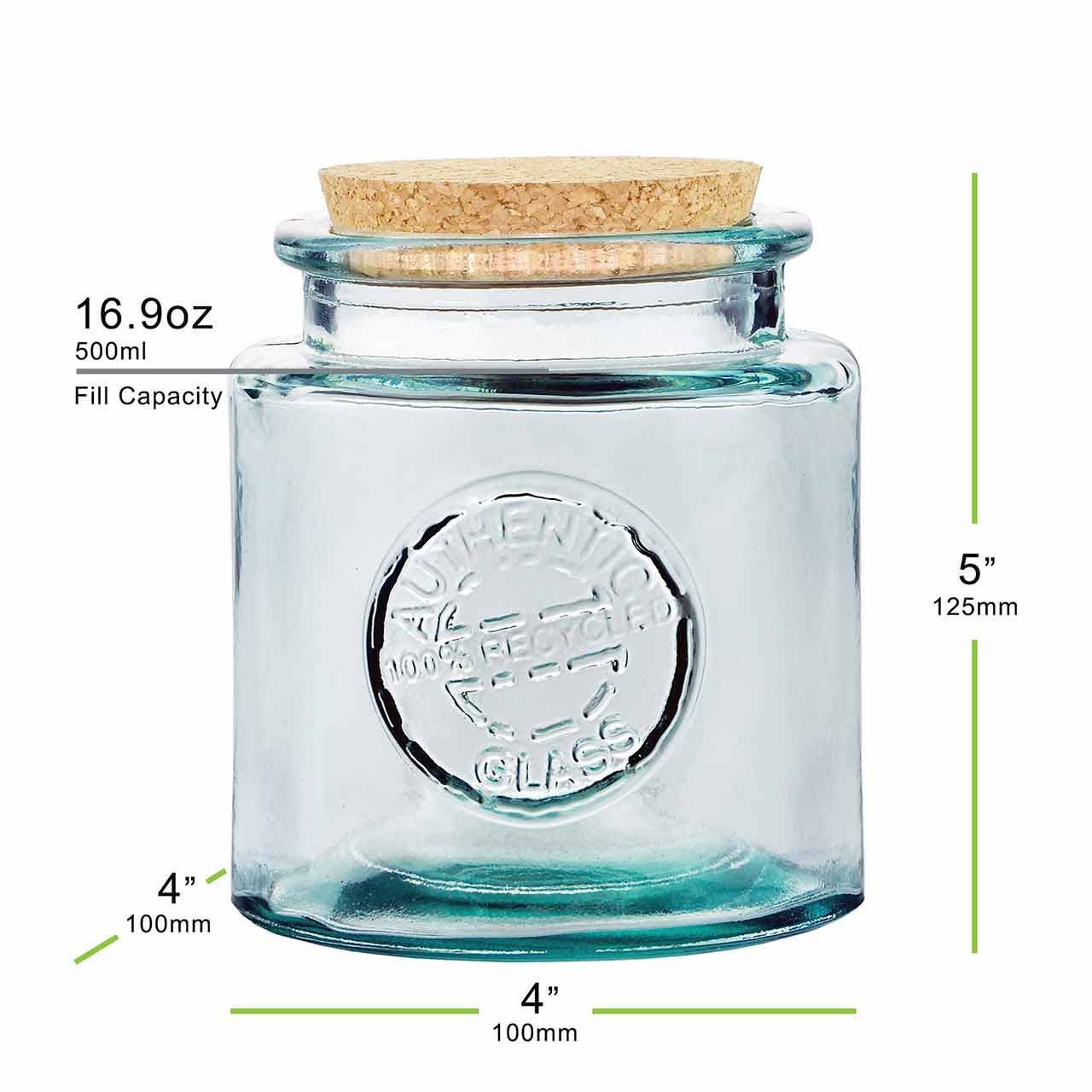 16 Oz. Authentic Jar Recycled Glass With Cork