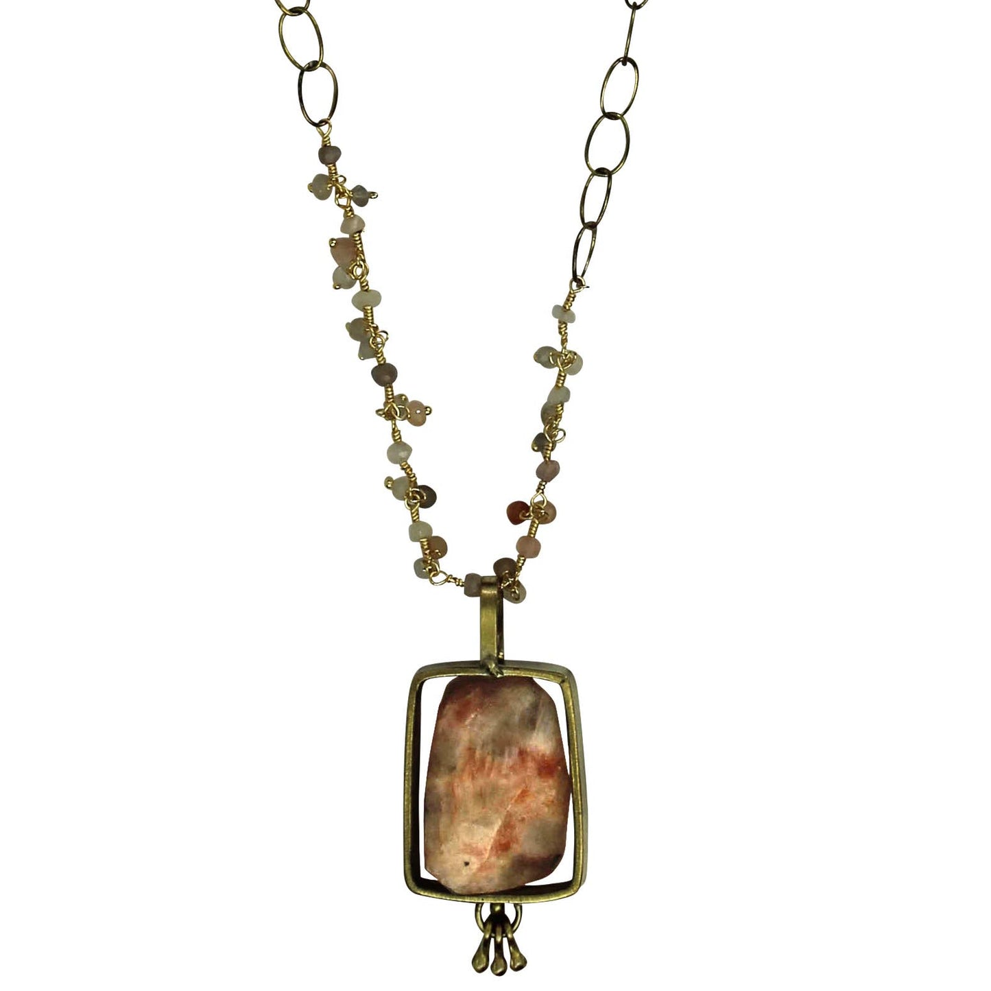 Necklace, Brass, Sunstone