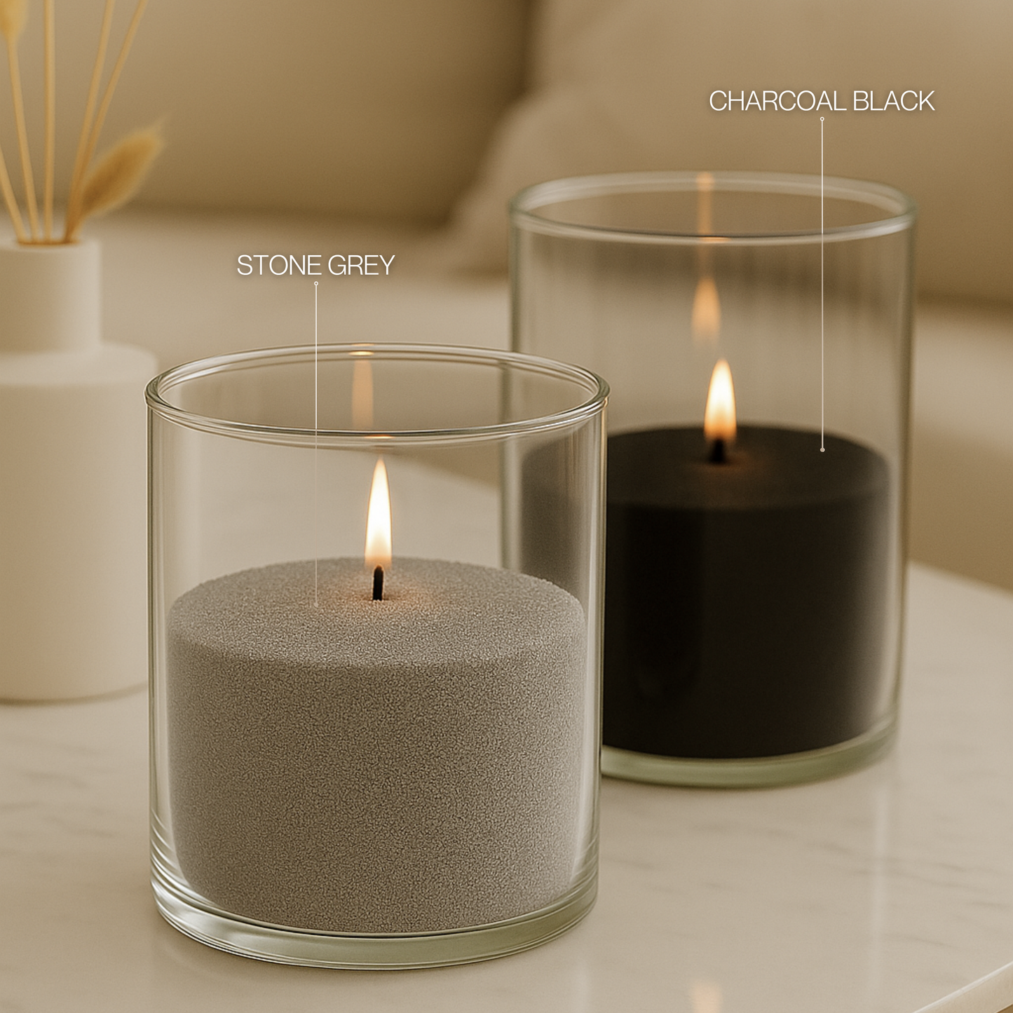 Stone Grey candle sand with wicks