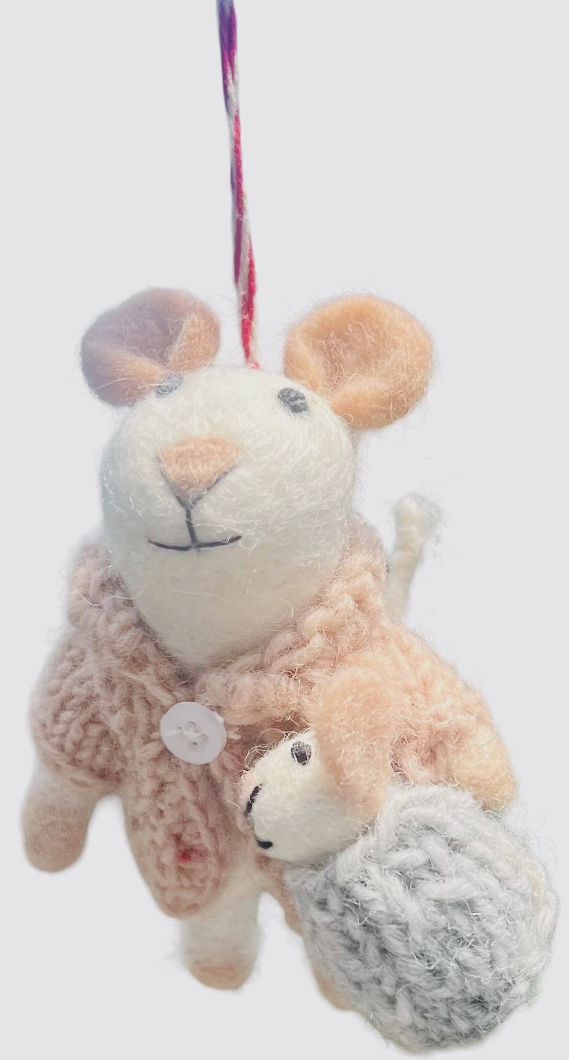 Felt ornament, Mice w baby peach