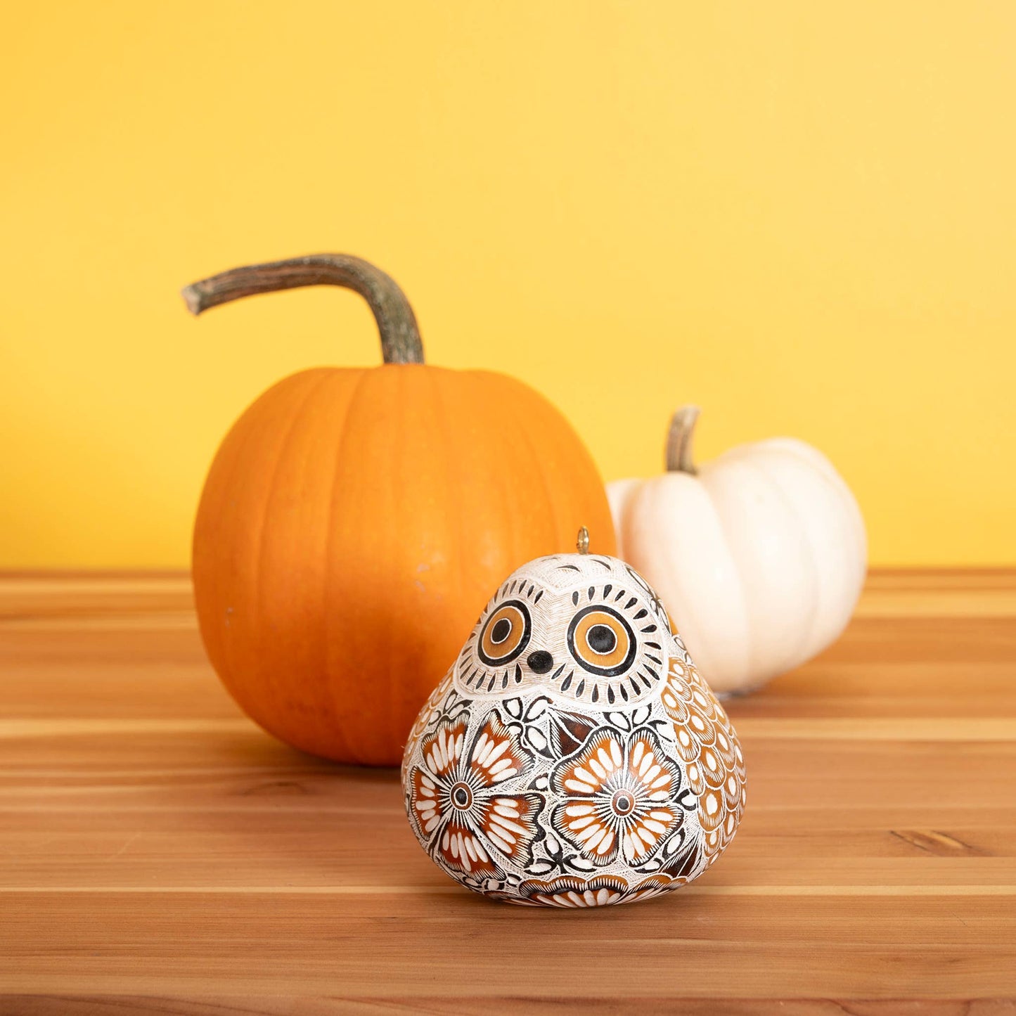 Snowy Owl - Gourd Ornament -