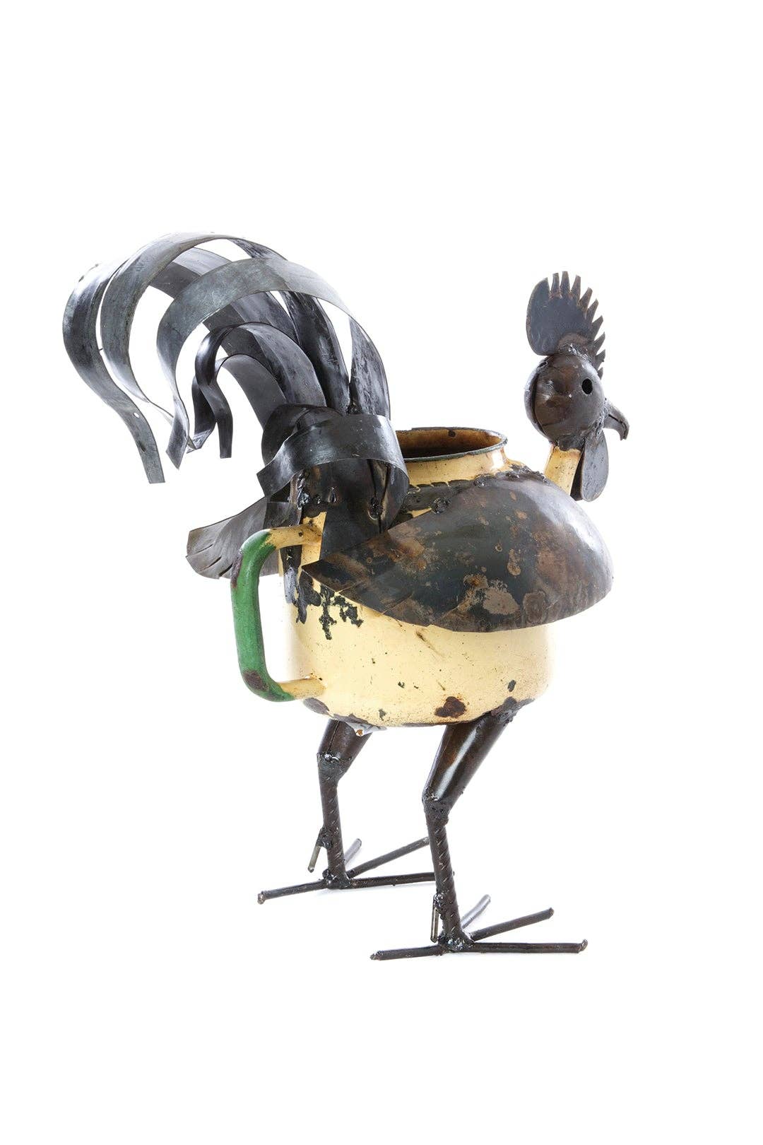 Recycled Teapot Rooster Planter