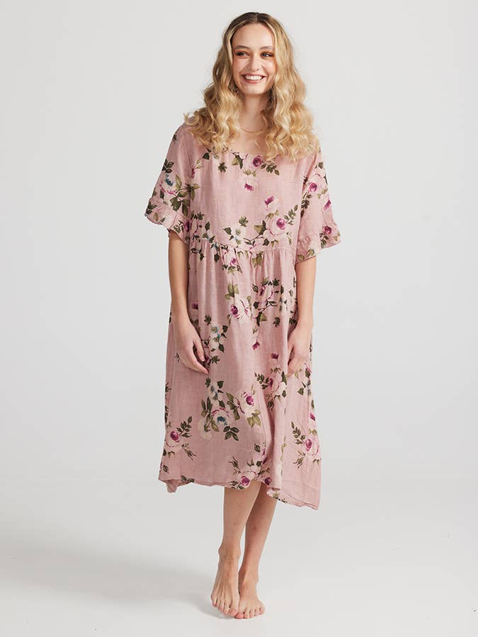 WOMEN'S - AUDREY FLORAL LINEN DRESS