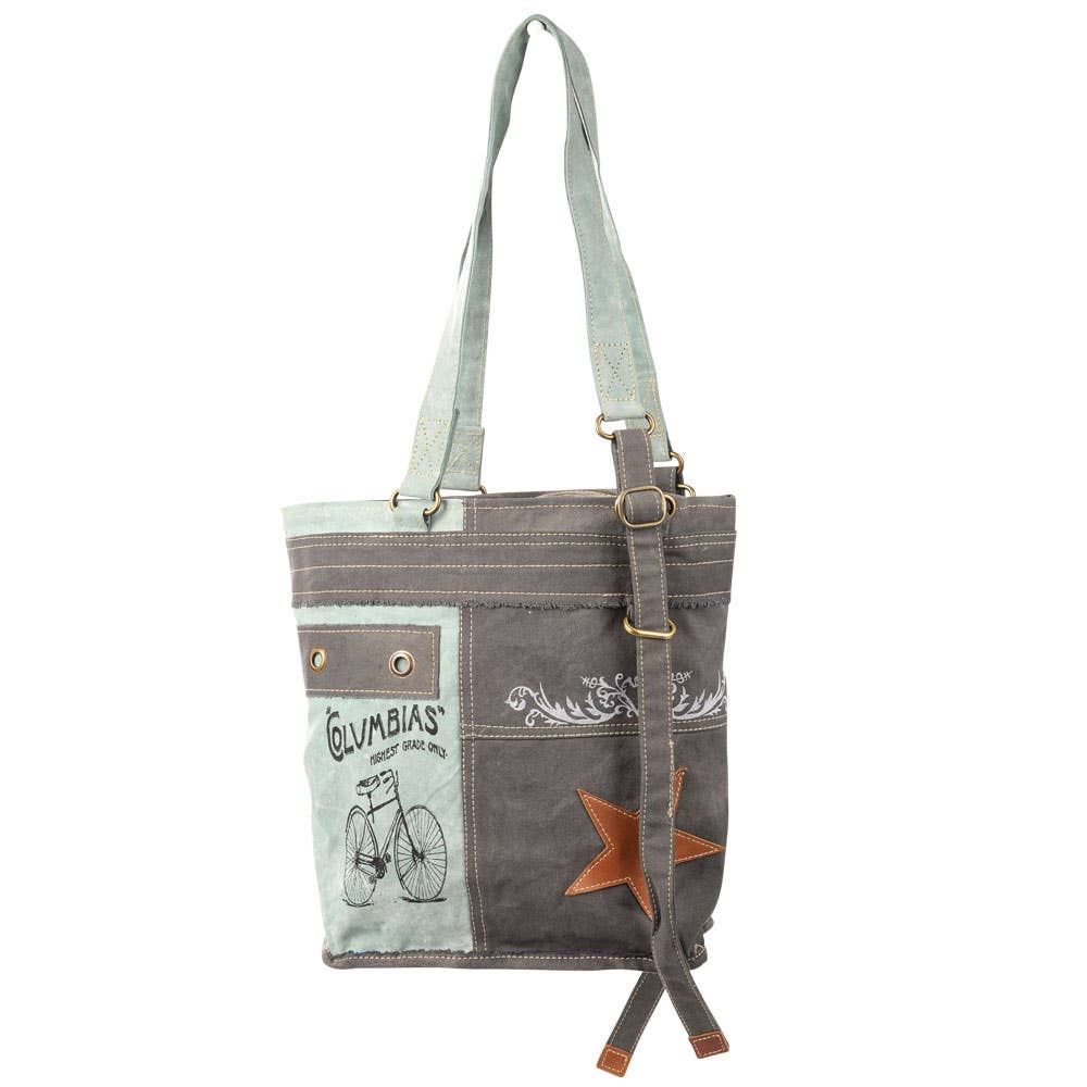 Grey And Aqua Columbias Canvas Tote