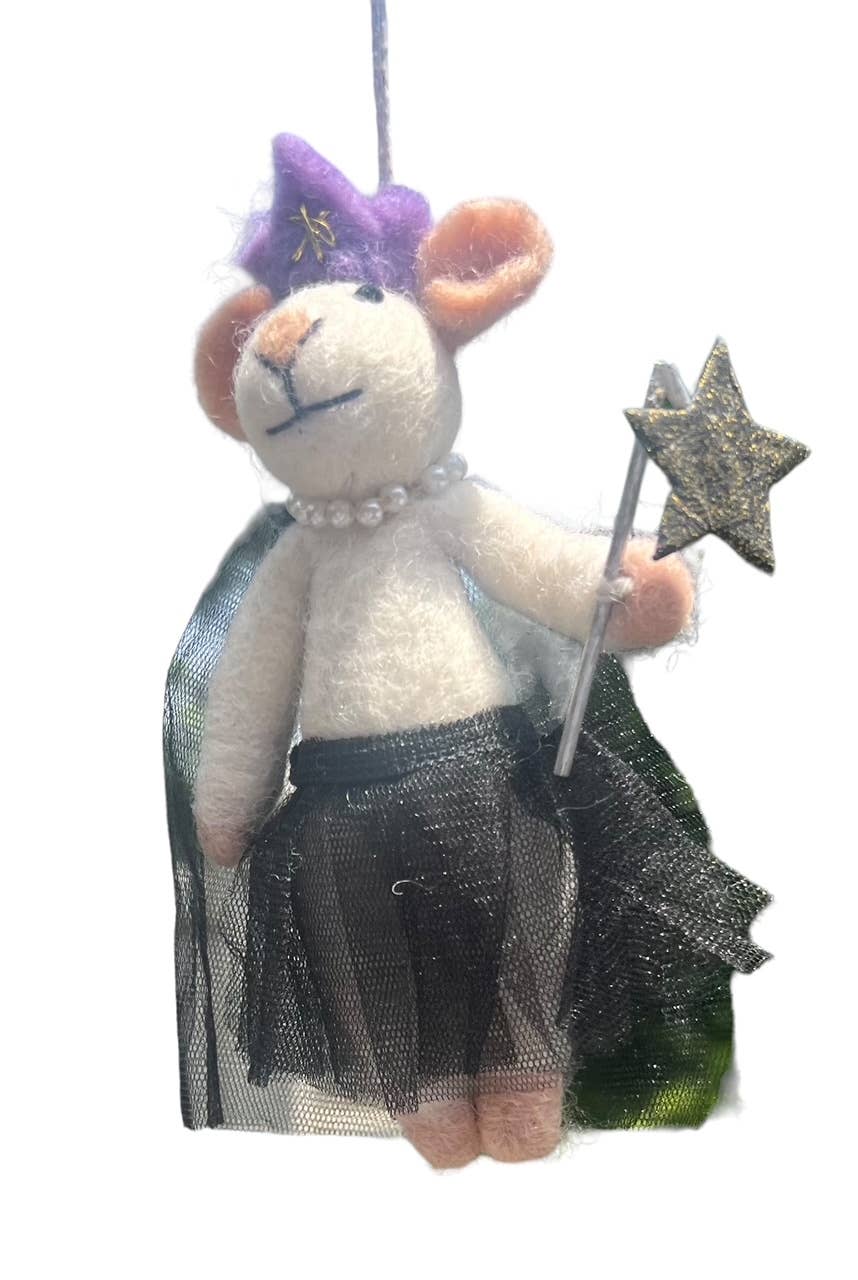 Felt ornament, mice fairy dress