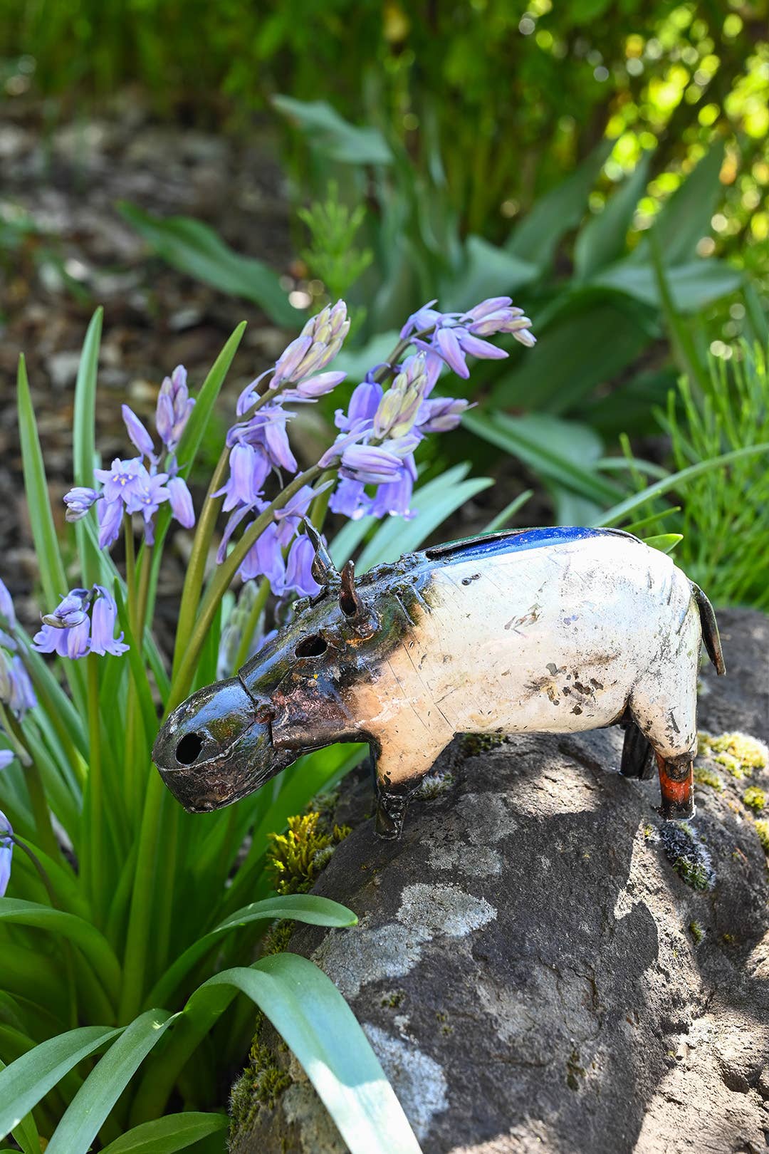 Tiny Colorful Recycled Oil Drum Hippo Sculpture