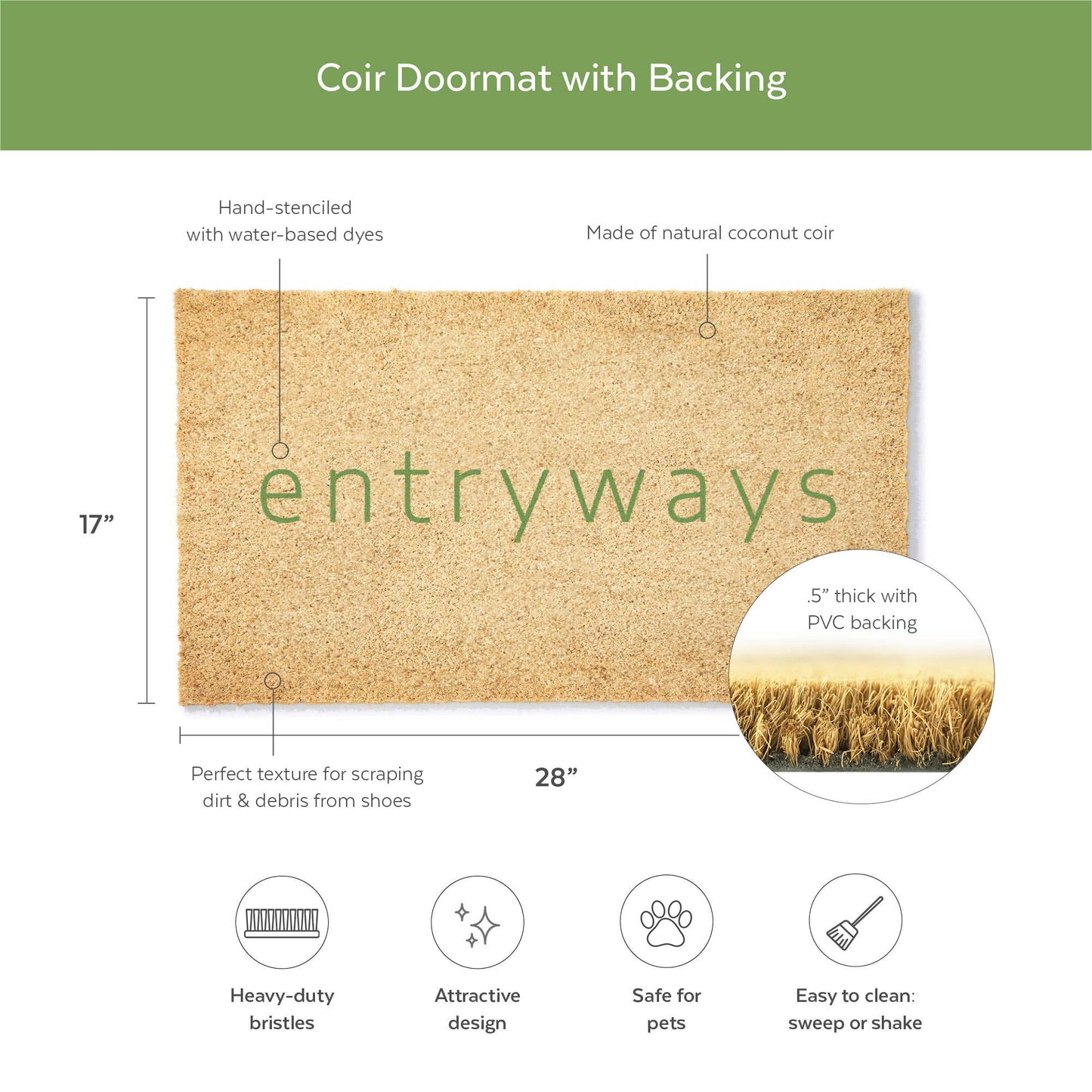 Folk Bird Coir Doormat