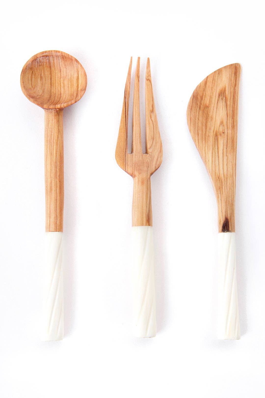 Wild Olive Wood Set of 3 Serving Utensils
