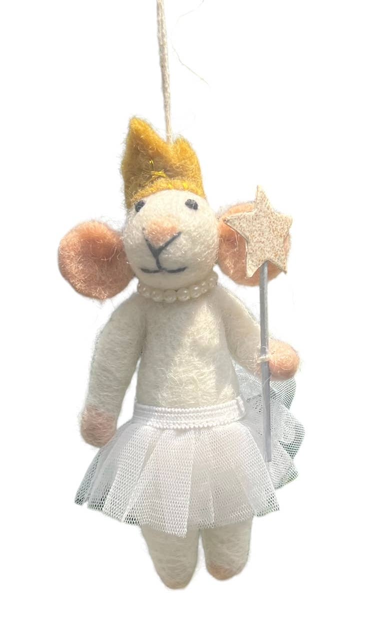 Felt ornament, mice fairy dress