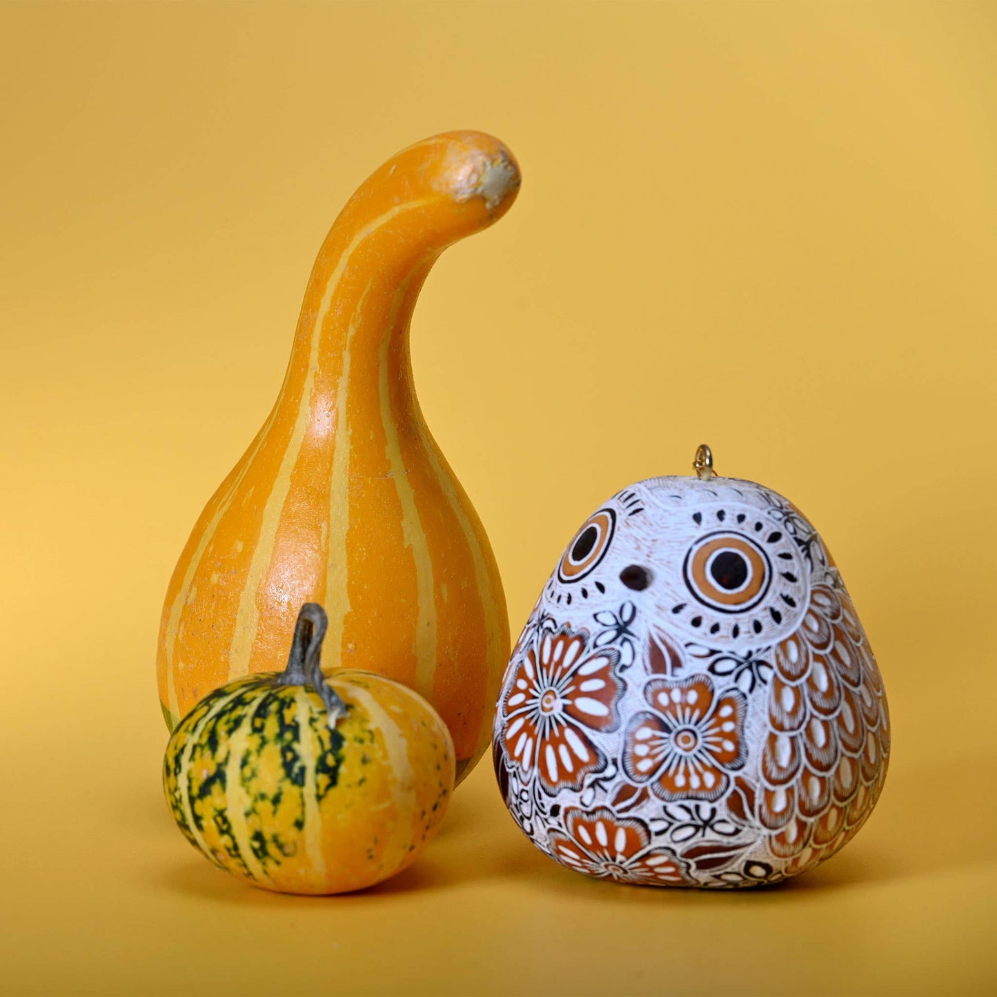 Snowy Owl - Gourd Ornament -