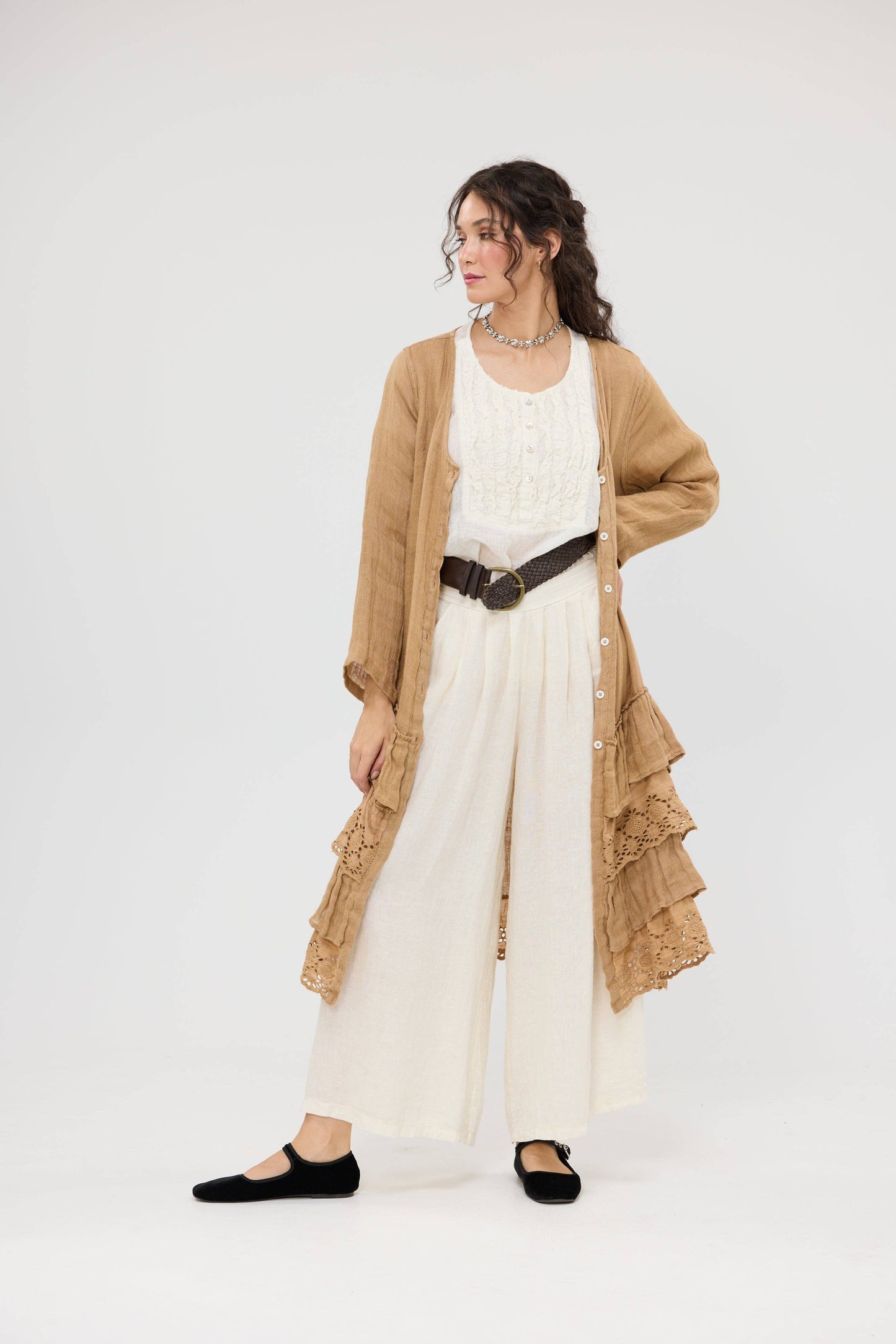Florian Linen Gauze top. Coconut