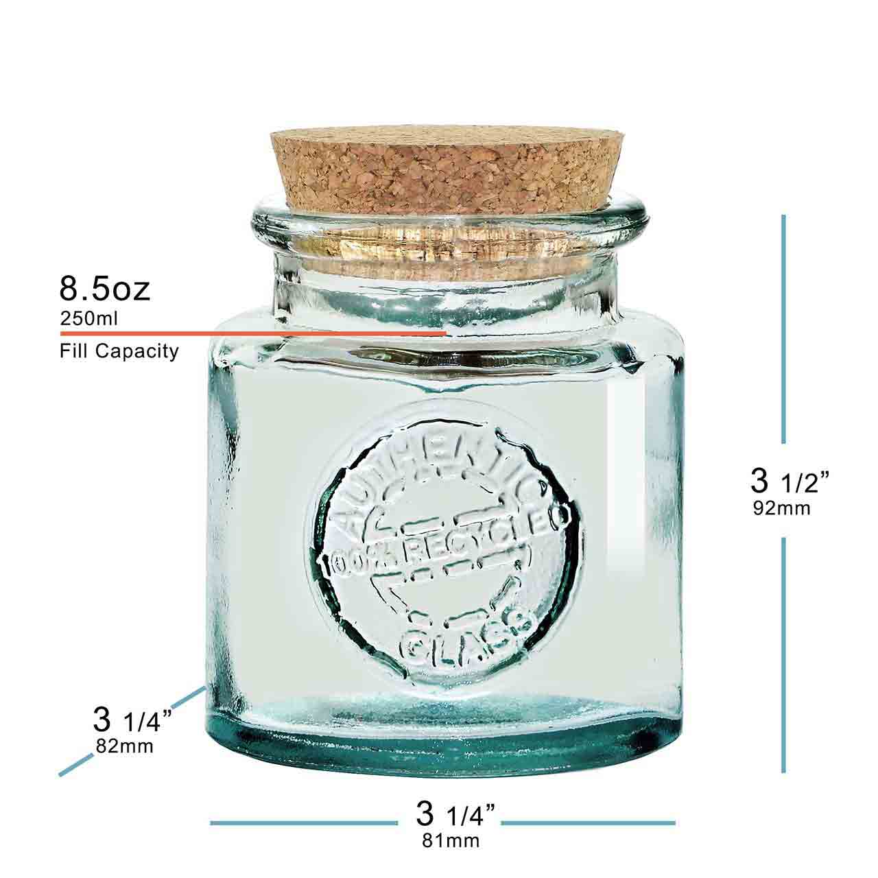 8.5Oz. Authentic Jar Recycled Glass With Cork