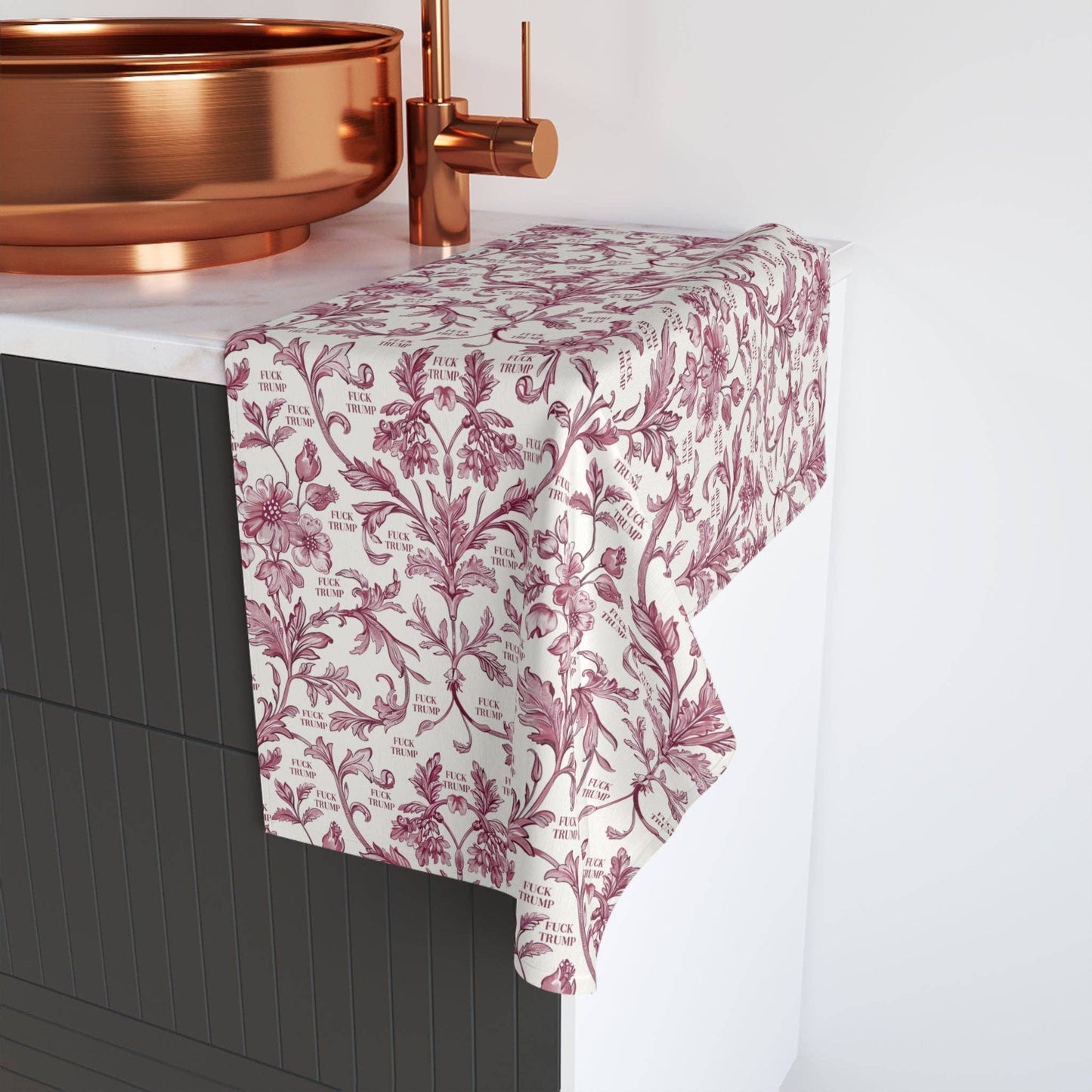 Subtle F*ck Trump Magenta Toile Hand Towel
