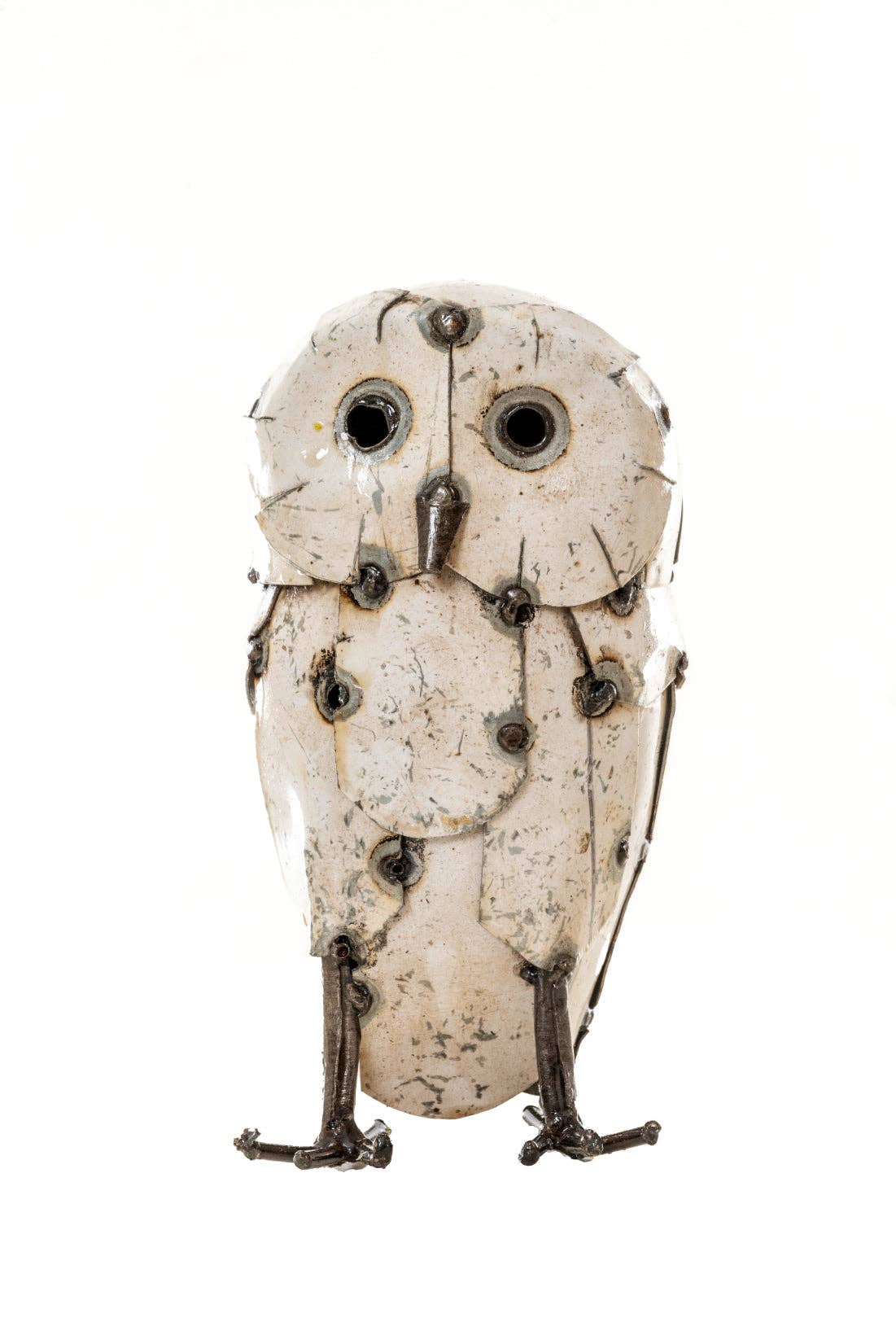 METAL MEDIUM FEATHERED WHITE OWL