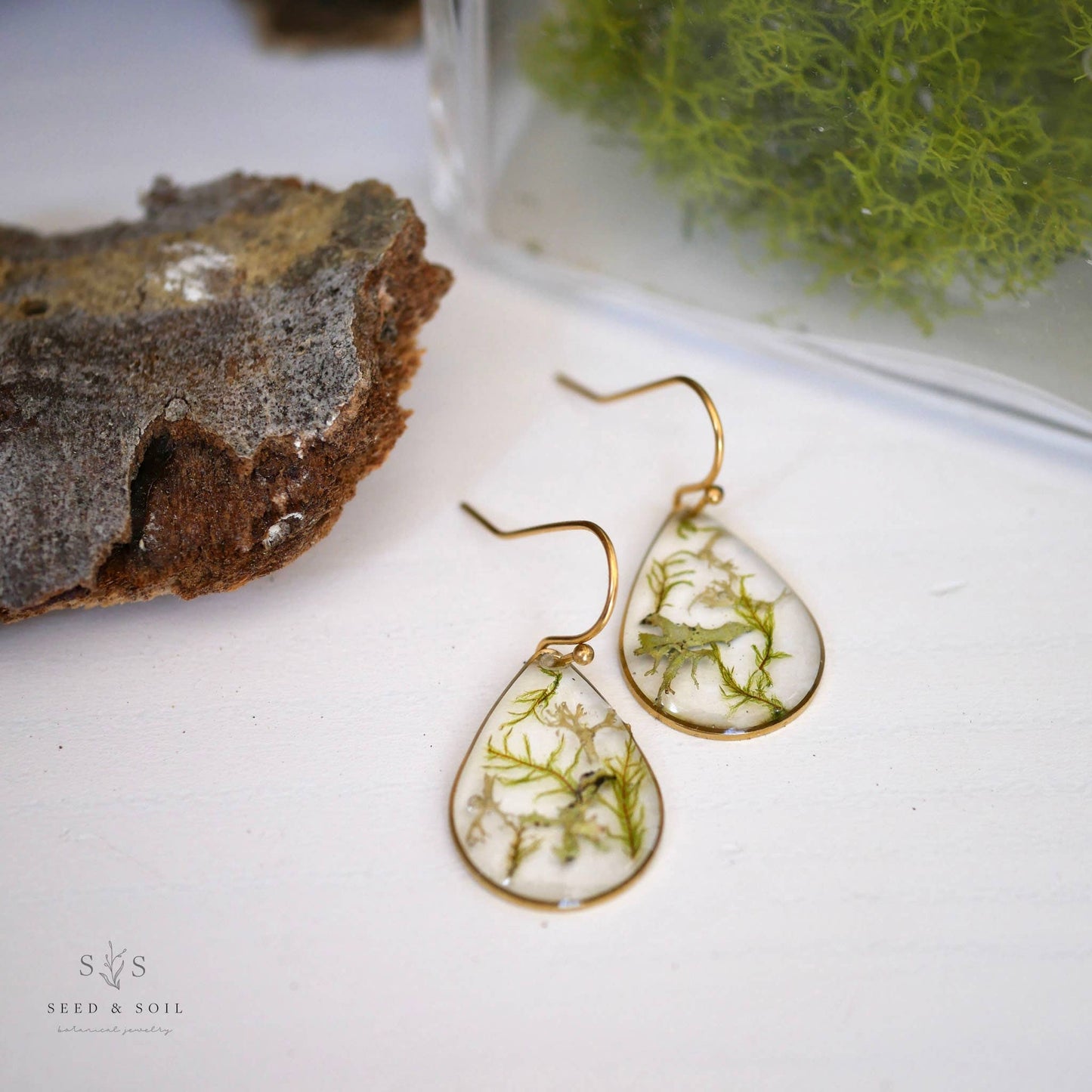 Mossy Teardrop Dangles