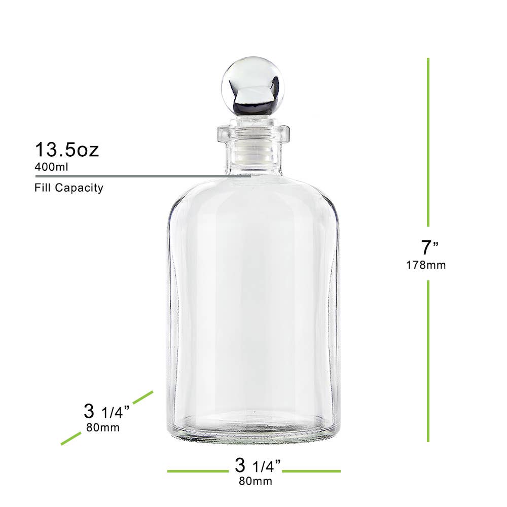 Apothecary 13.5Oz Recycled Glass Bottle W/ Glass Top