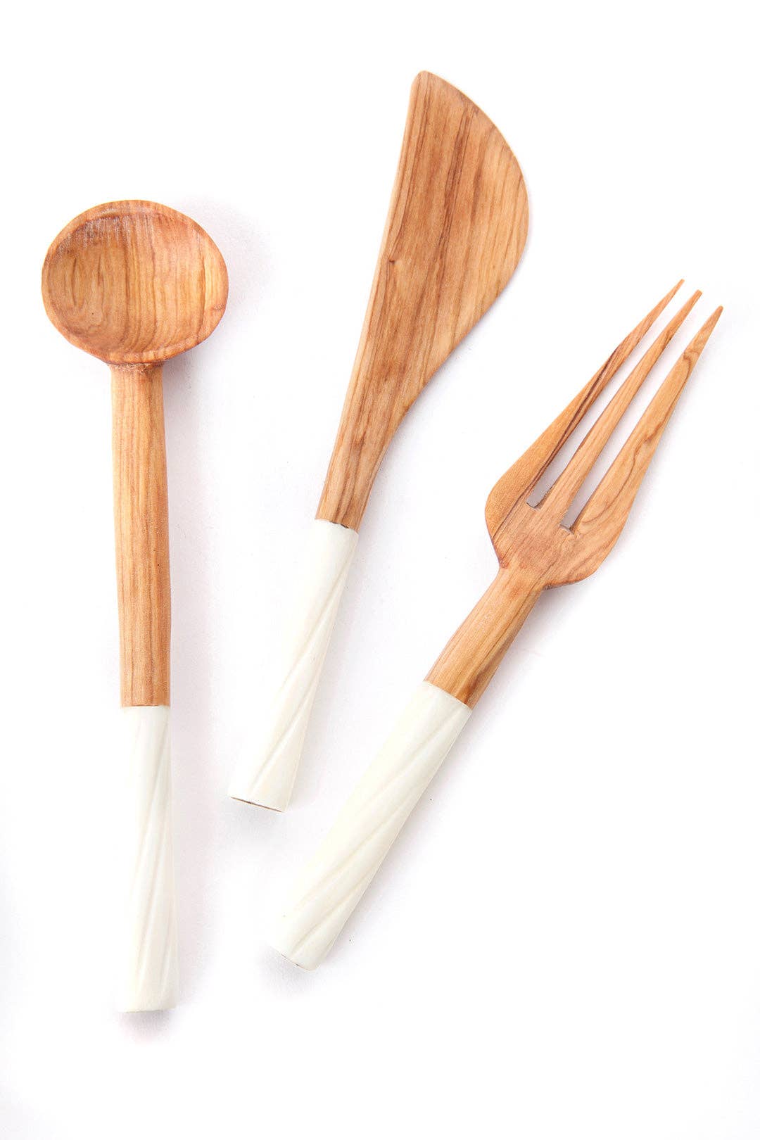 Wild Olive Wood Set of 3 Serving Utensils