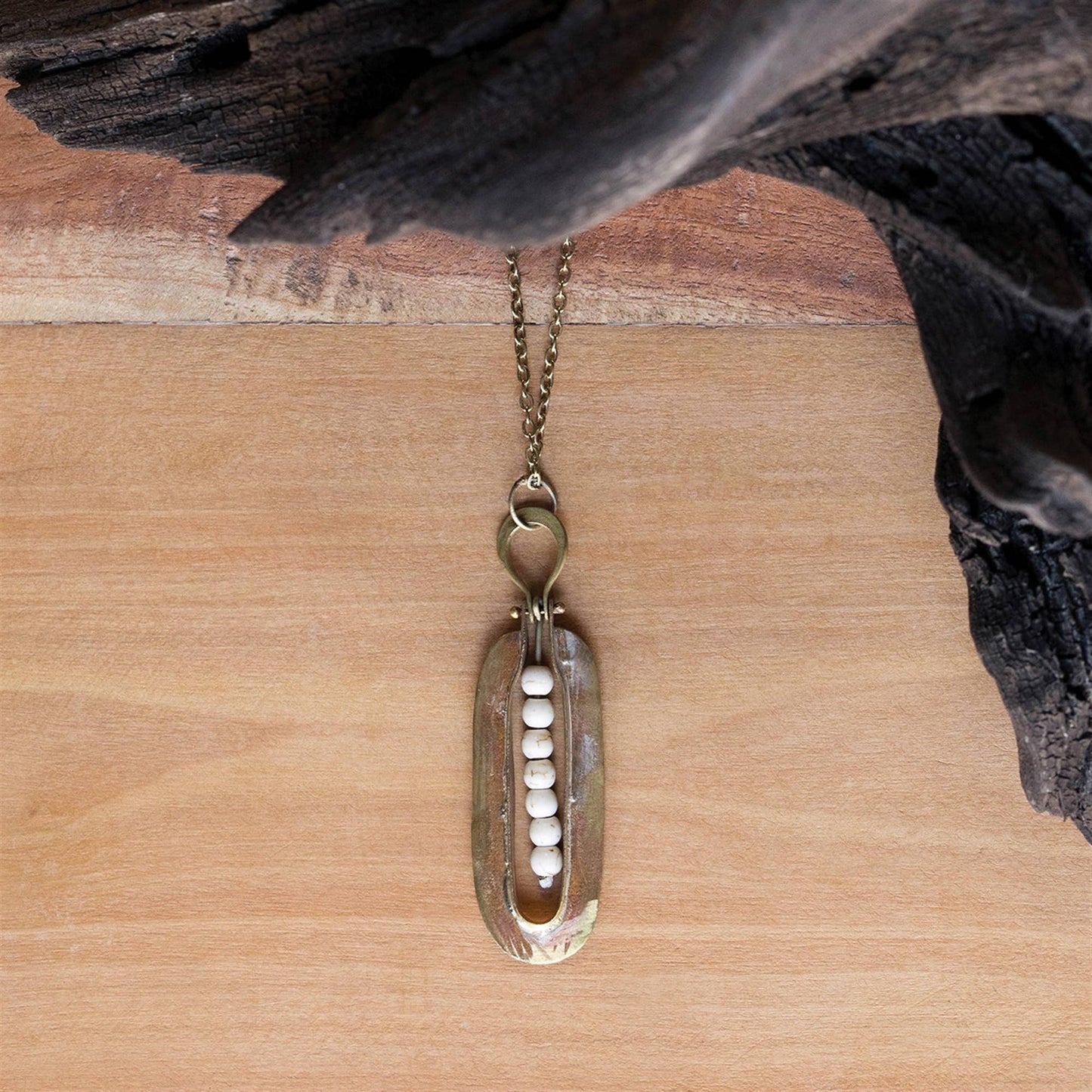 Kona Brass Necklace - Howlite Stones