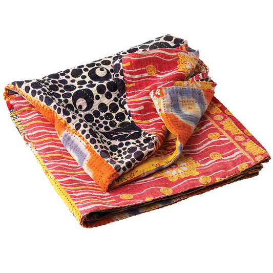 Kantha Patchwork Rainbow Square Throw