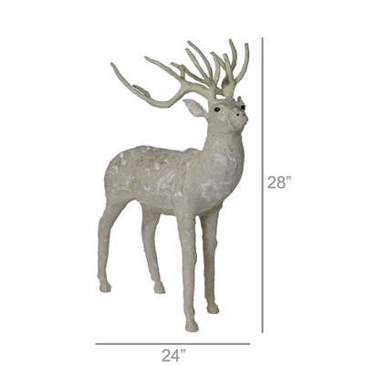 Scandinavian Stag Standing -  Lrg - Embroidered White