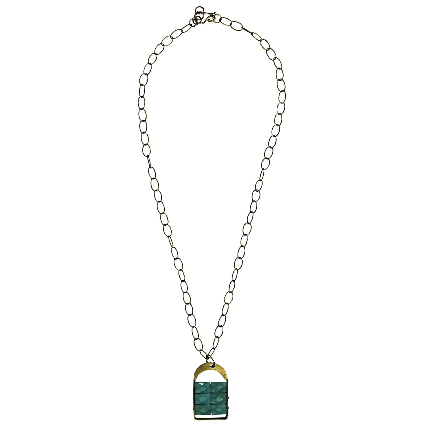 Capsule Necklace, Brass, Turquoise