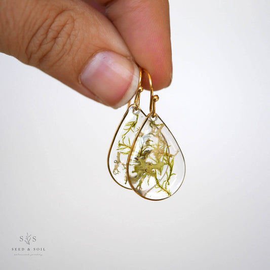Mossy Teardrop Dangles