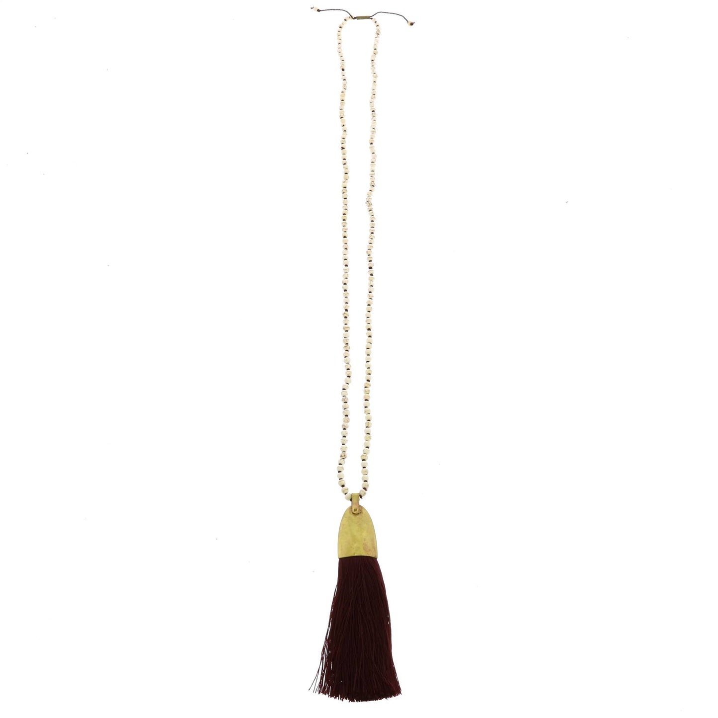 Brass and Tassel Pendant - Aubergine