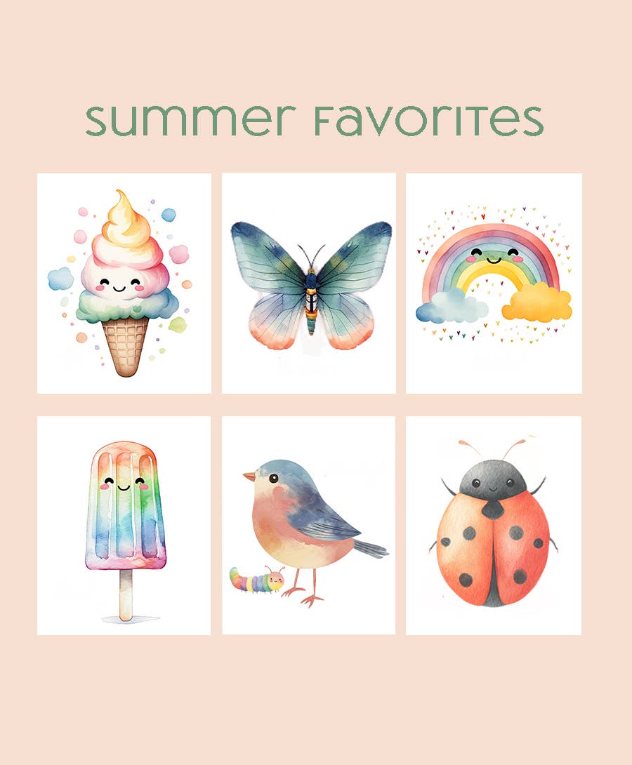 Summer Fun Watercolor Postcard Kit - All in One Set