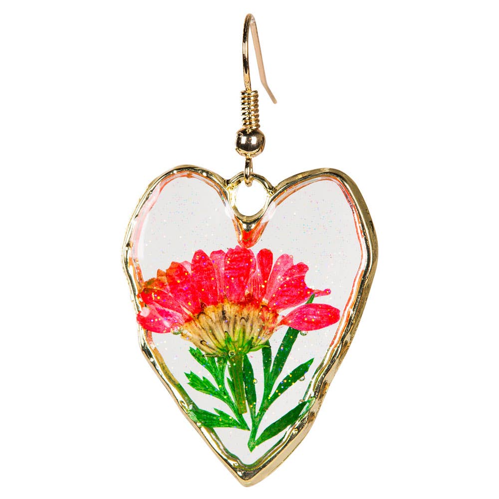 DRIED FLOWER HEART EARRINGS