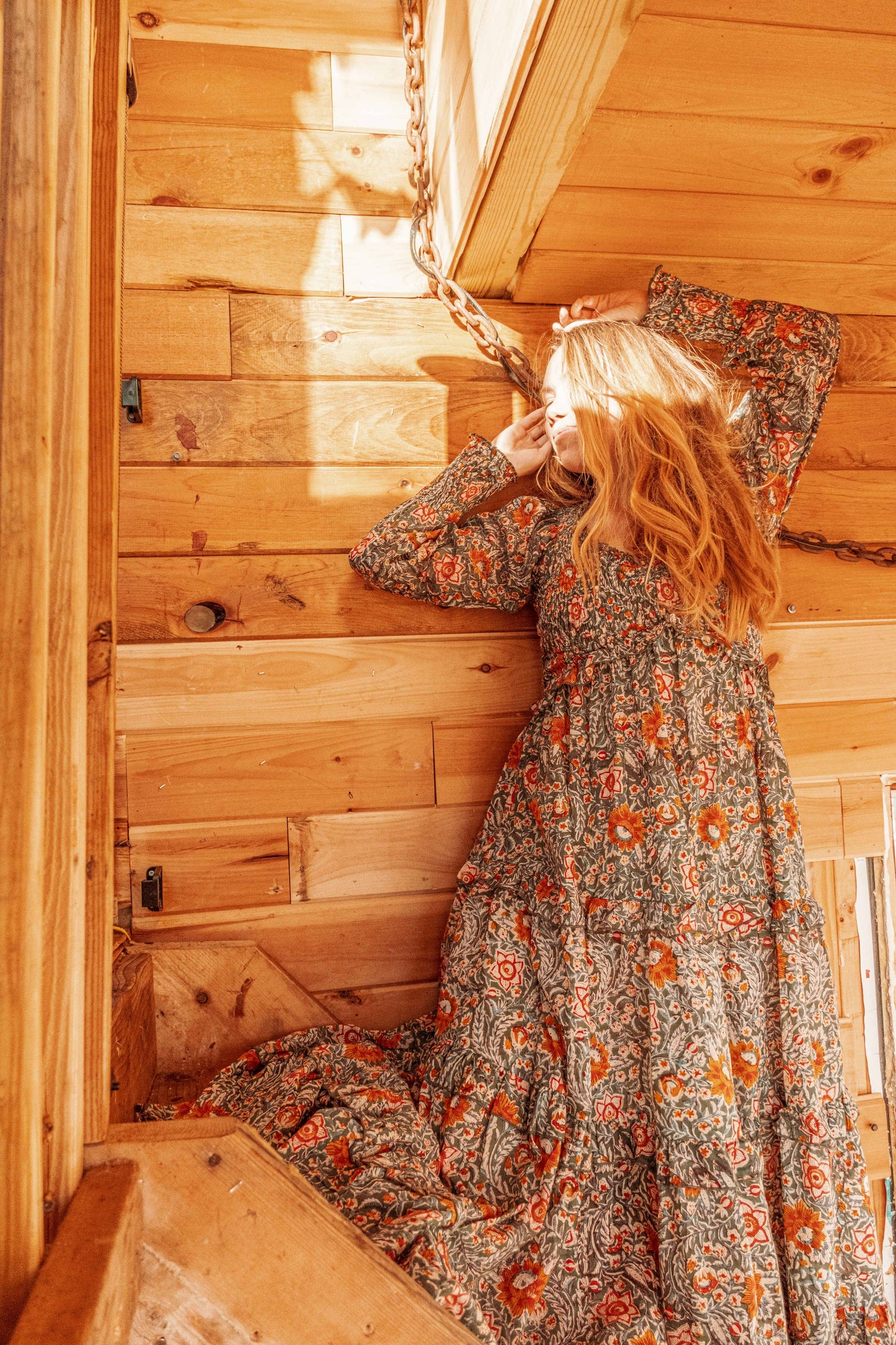 ORGANIC Cotton Block Printed Maxi Dress, Floral EMILIA Dress