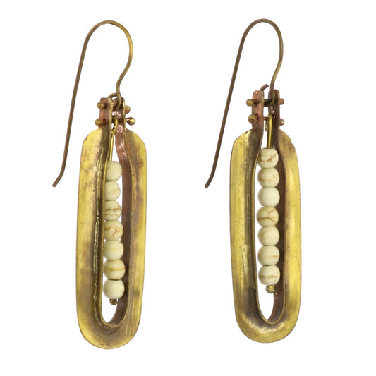 Kona Brass Earrings - Howlite Stones