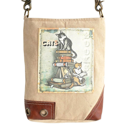 CATS AND BOOKS SHOULDER BAG CROSSBODY BAG