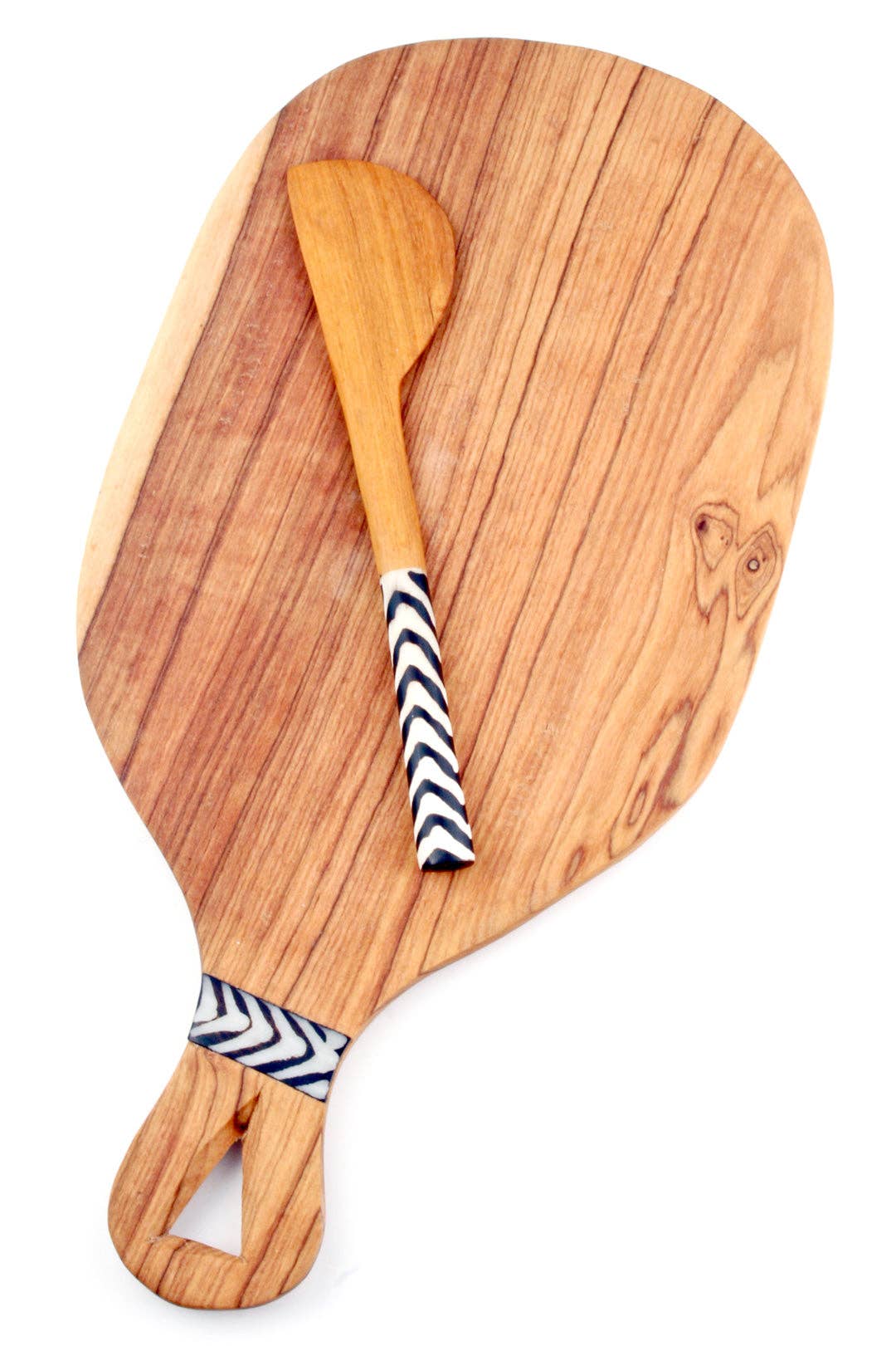 Hand Carved Wild Olive Wood Spreader with Batik Bone Handle