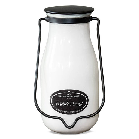 14 oz Milkbottle Candle: Fireside Flannel