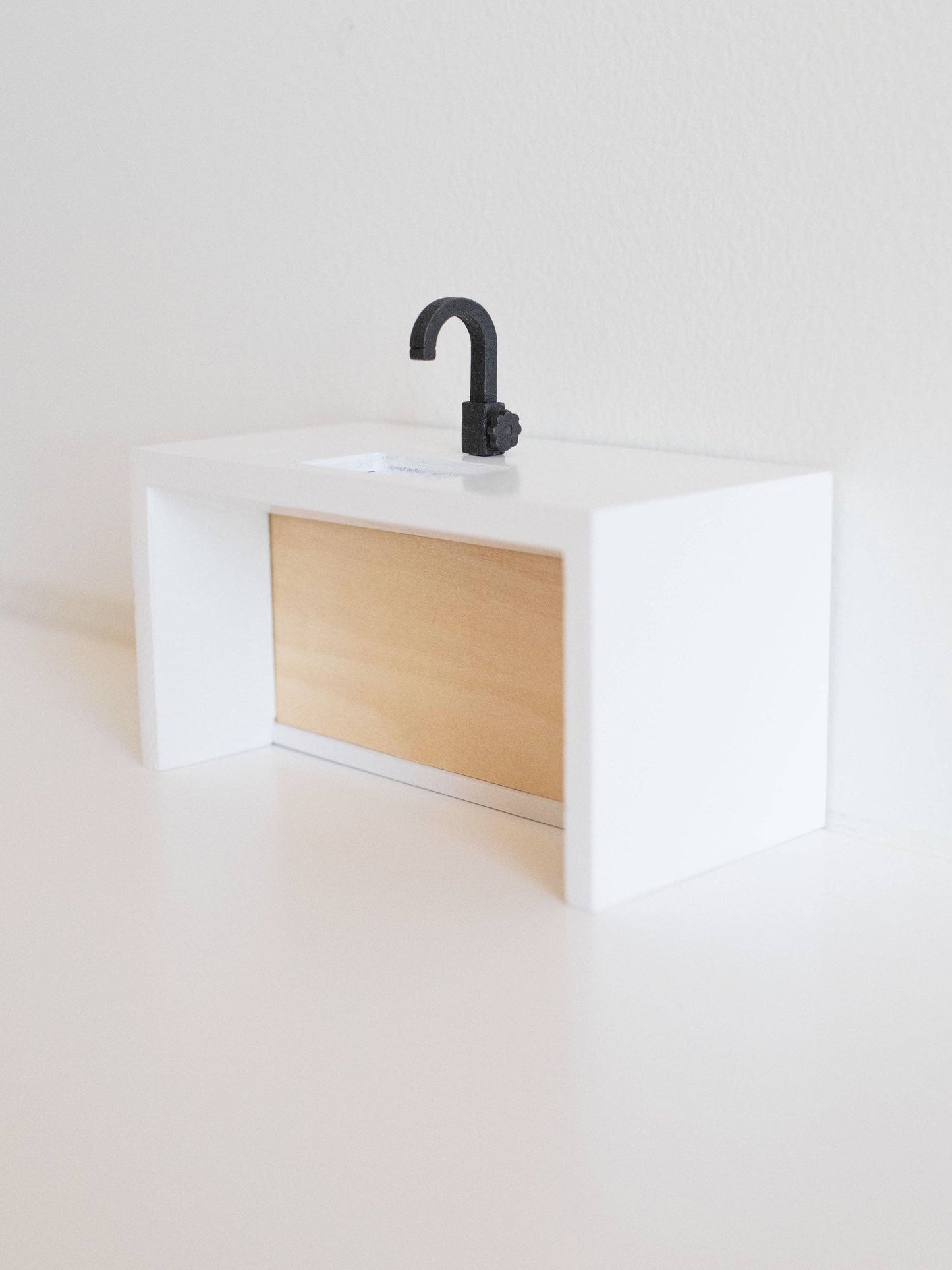 Dollhouse Modern Kitchen Island + Sink | Natural Wood White