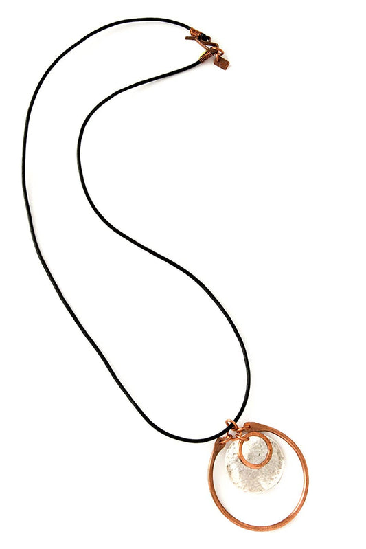 F.R.E.E. Woman Zambian Copper and Silver Disc Necklace