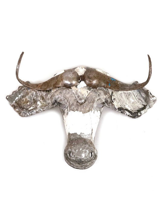 Wildebeest Animal Mask Recycled Metal Wall Art