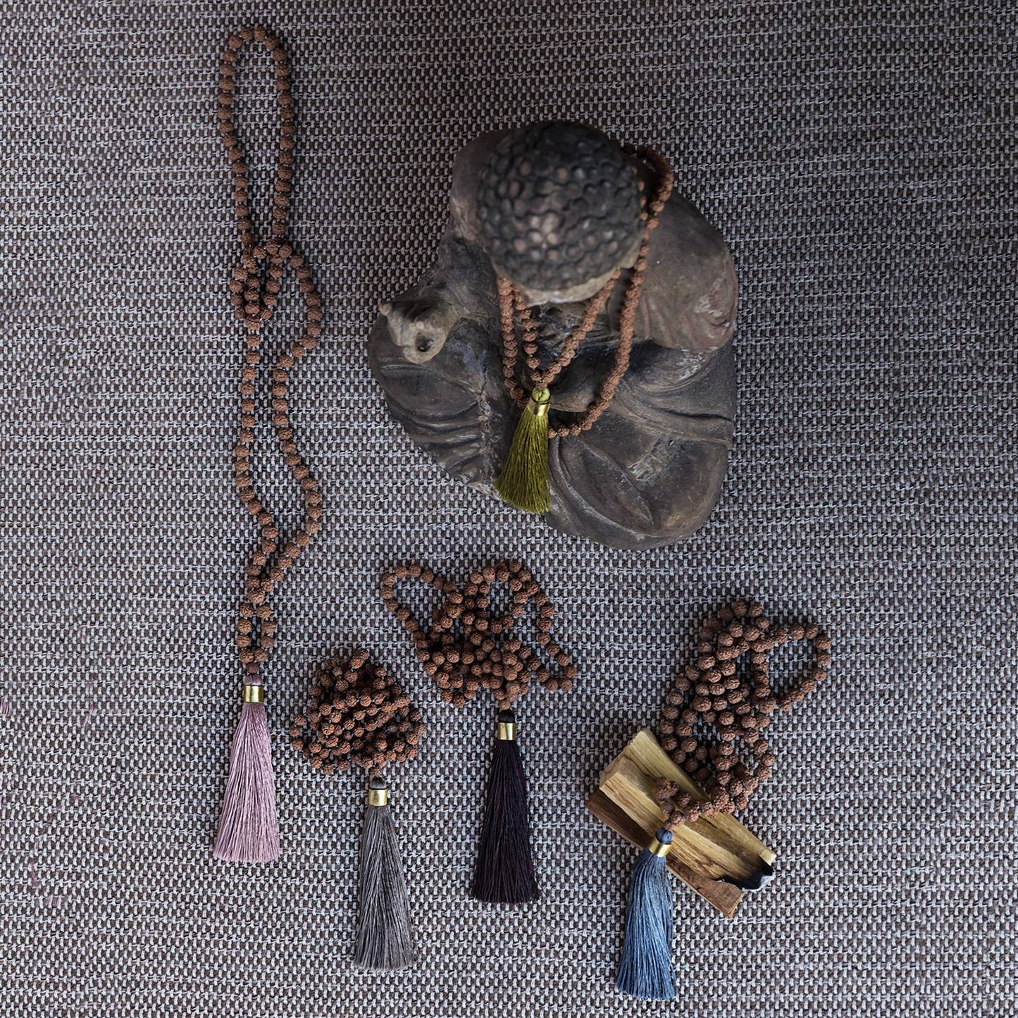 Mala and Tassel Necklace - Stone Blue