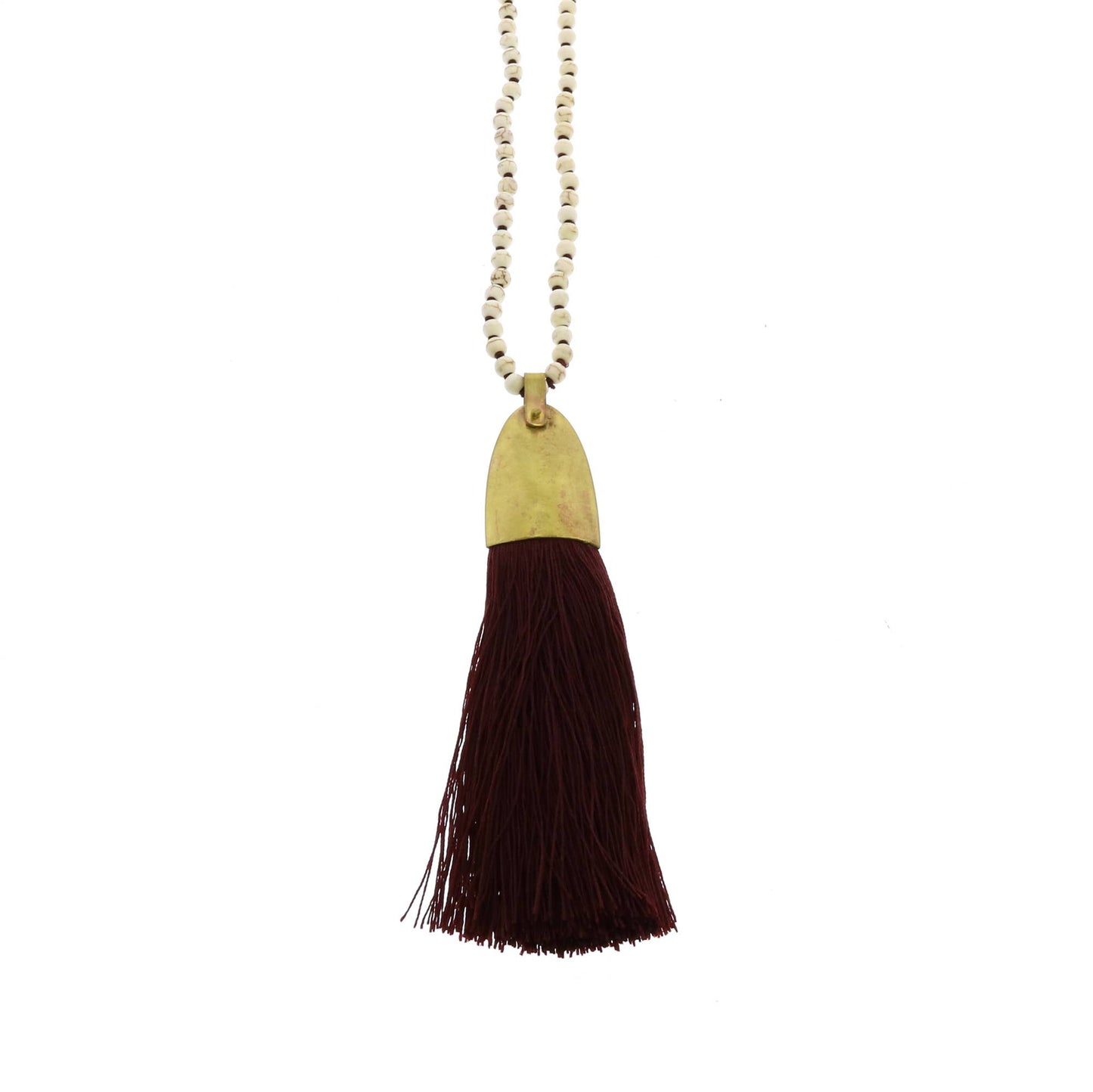 Brass and Tassel Pendant - Aubergine