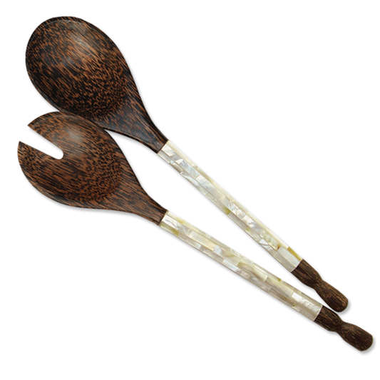 Mother of Pearl & Palm Wood Servers | Natural