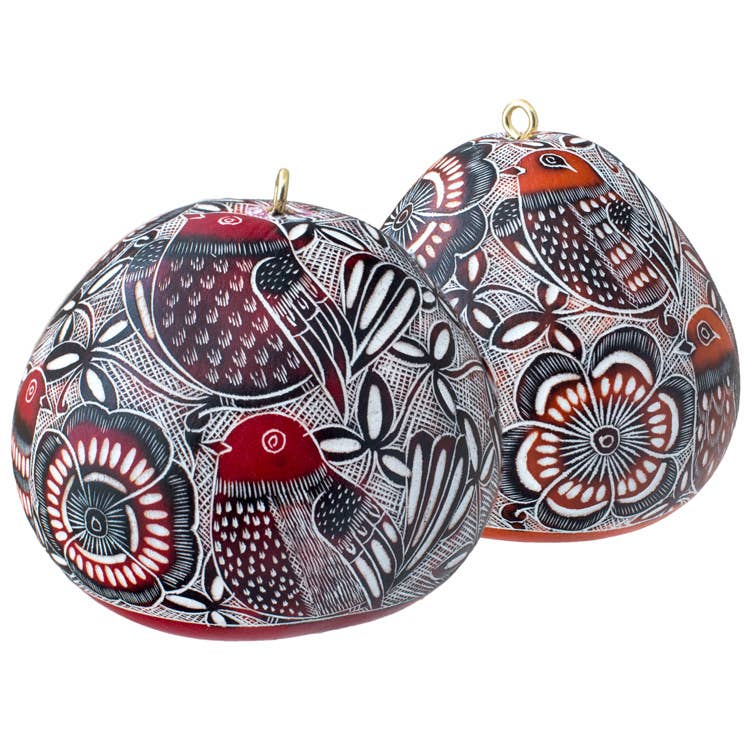 Lace Birds - Gourd Ornament - Museum Quality Gift