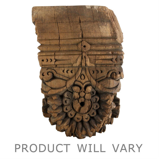 Carved Bombay Corbel Wall Sconce - Reclaimed Wood - Natural