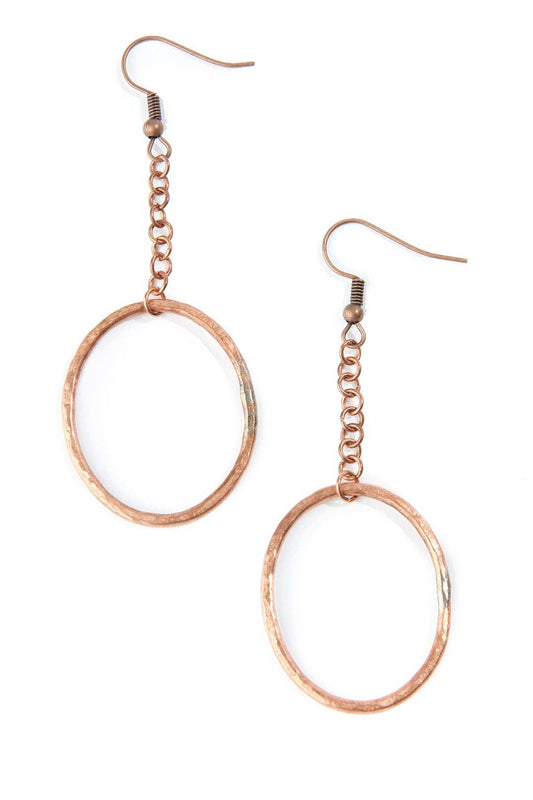 F.R.E.E. Woman Solidarity Hammered Copper Earrings