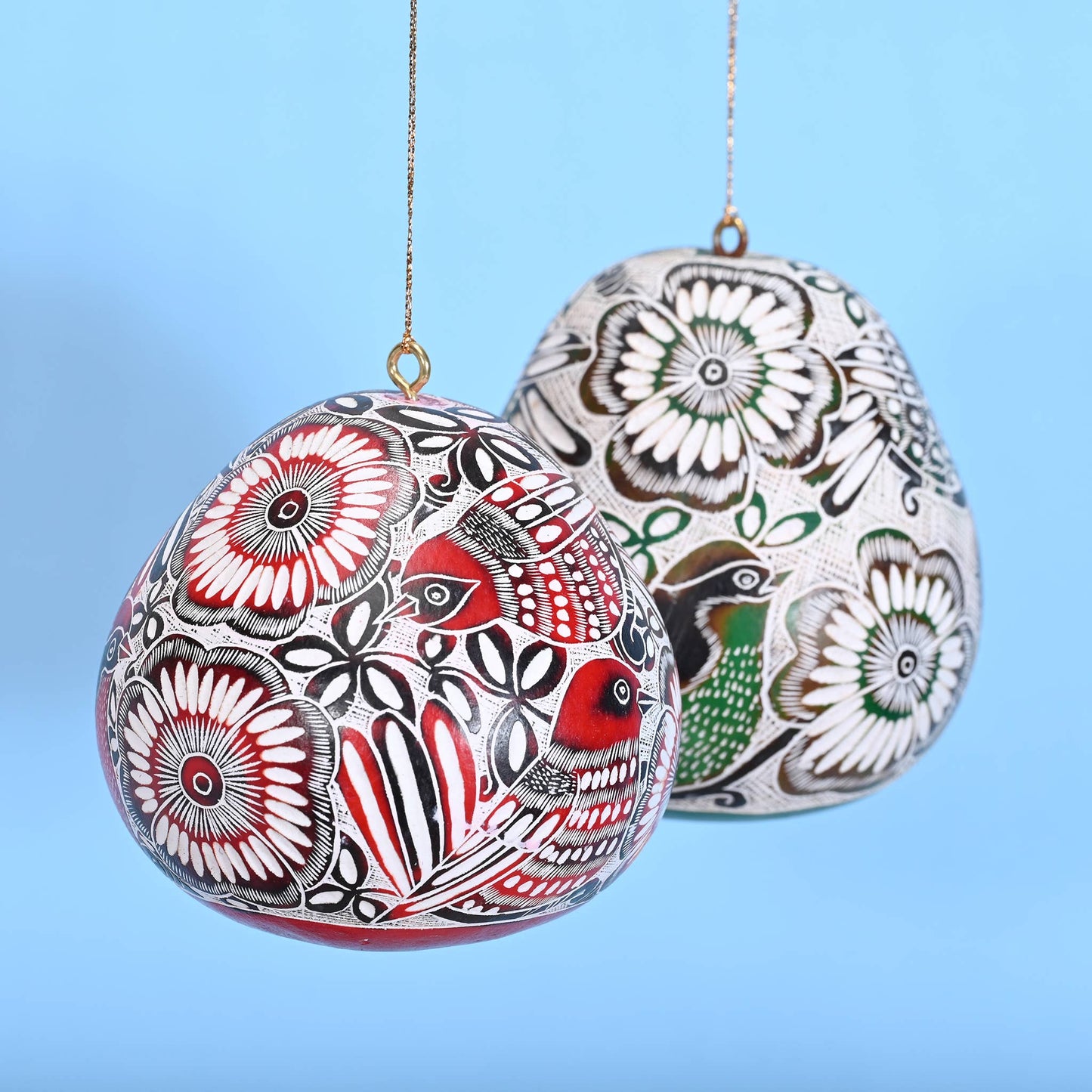 Lace Birds - Gourd Ornament - Museum Quality Gift