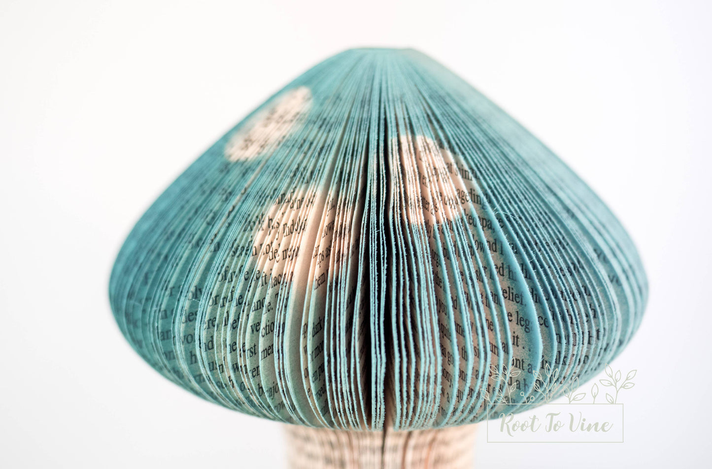 Book Page Mushrooms-Teal-Easter Decor-Gift-Eco-Friendly Gift