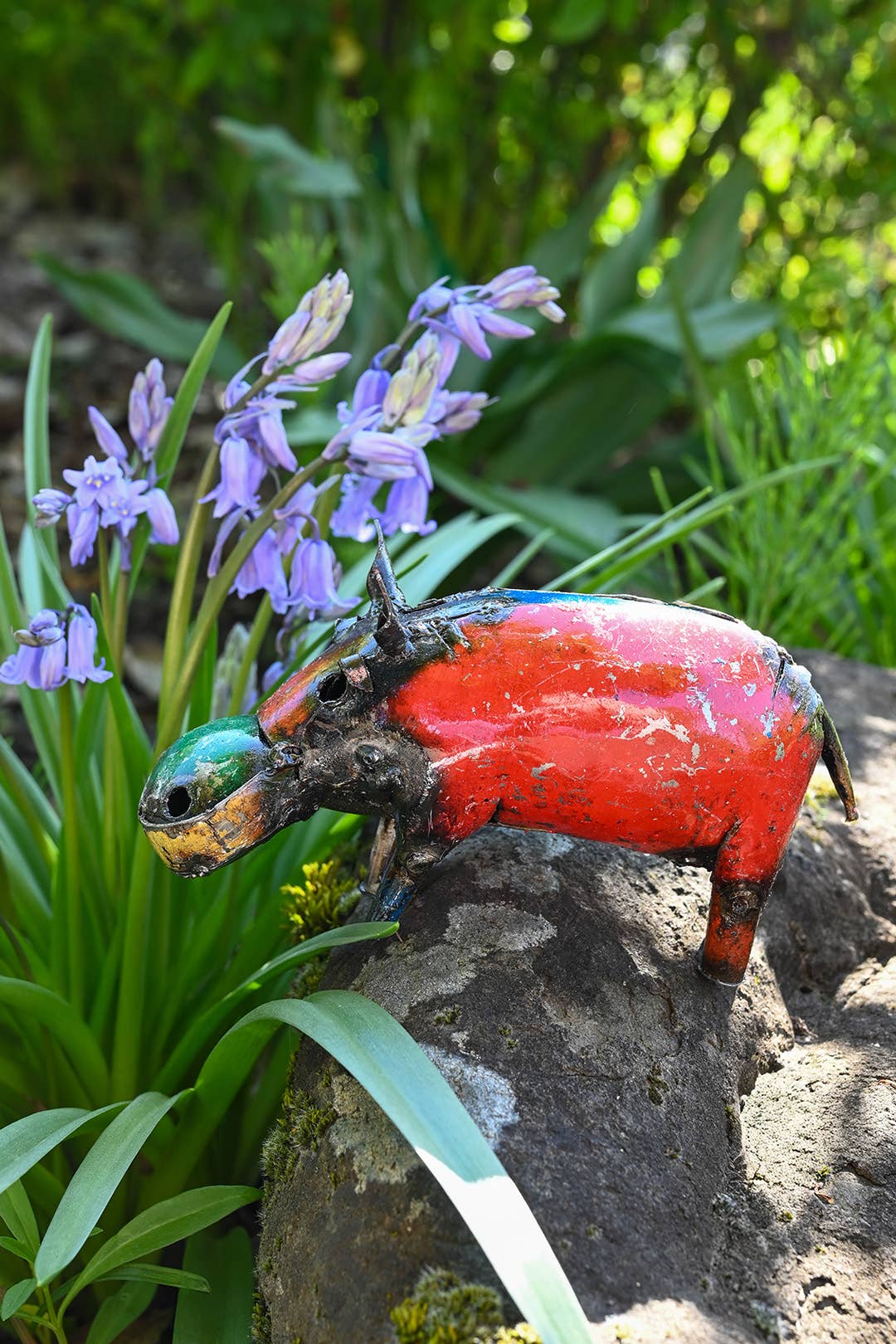 Tiny Colorful Recycled Oil Drum Hippo Sculpture