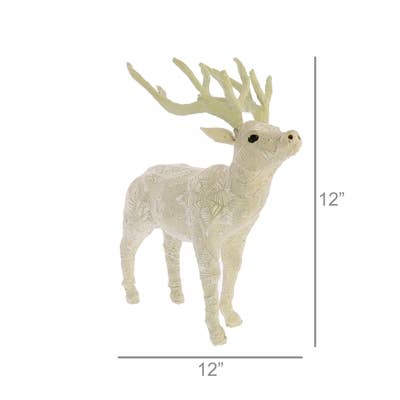 Scandinavian Stag Standing - Sm - Embroidered White