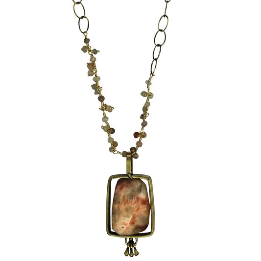 Necklace, Brass, Sunstone